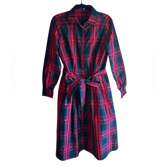 Brook Brothers Plaid Shirt Dress with Belt size 10 - Picture 1 of 10
